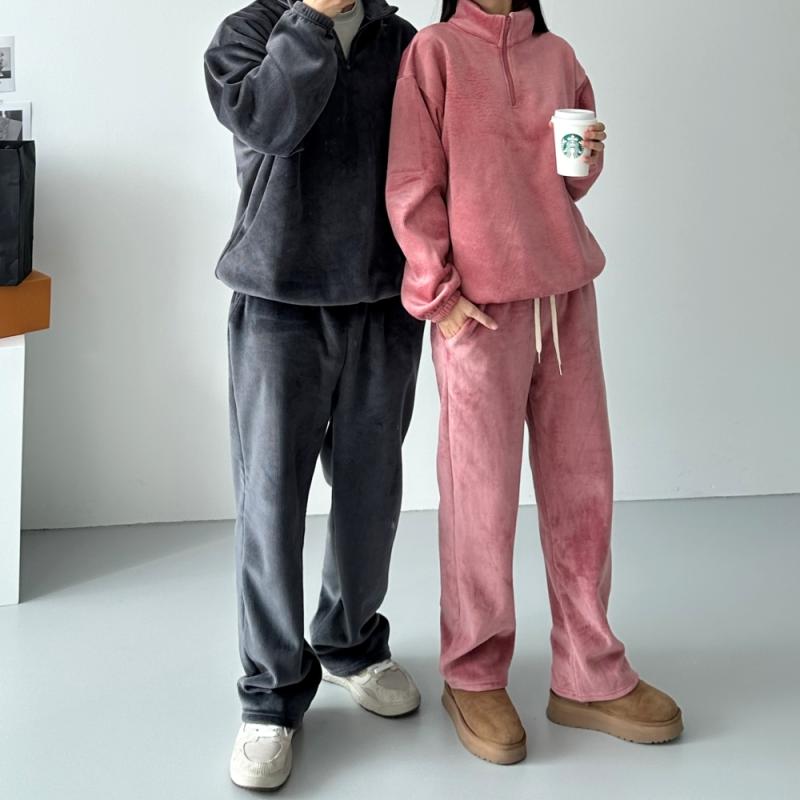 겨울 기모트레이닝세트 벨벳바지 여자츄리닝 커플룩