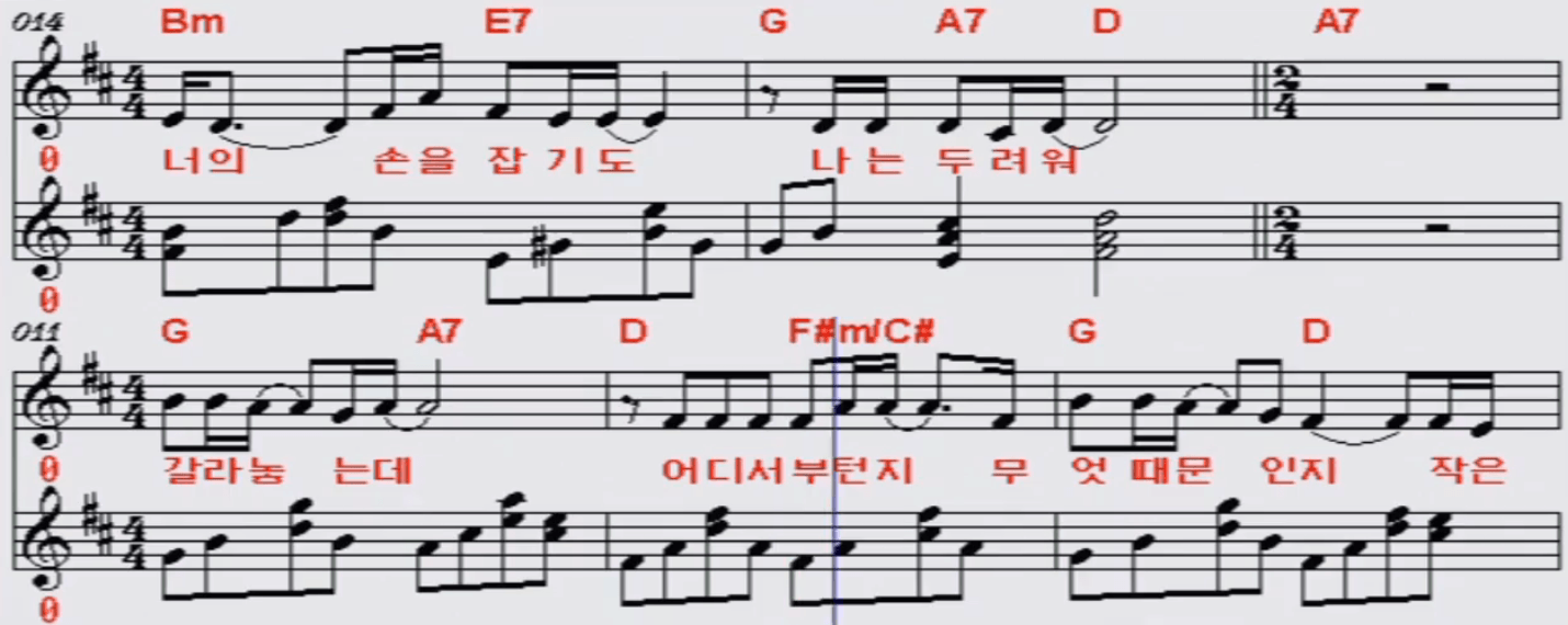 피노키오 사랑과 우정 사이 악보