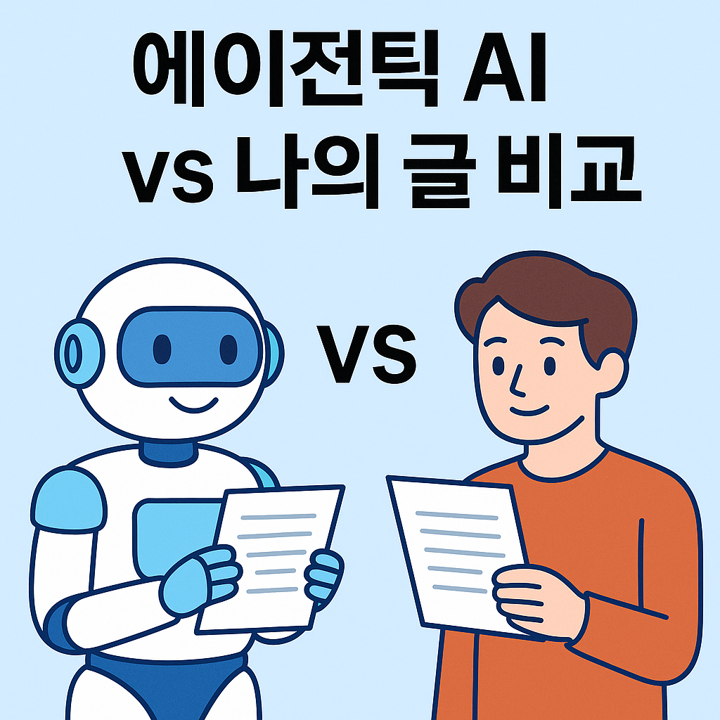 "에이전틱 AI vs 나의 글 비교 – AI 글쓰기 도구와 사람의 콘텐츠 작성 실험"