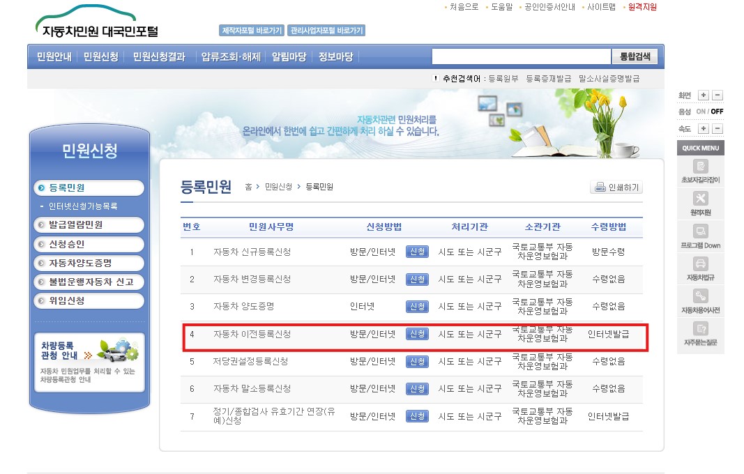 자동차 명의 변경 필요 서류 인터넷 신청
