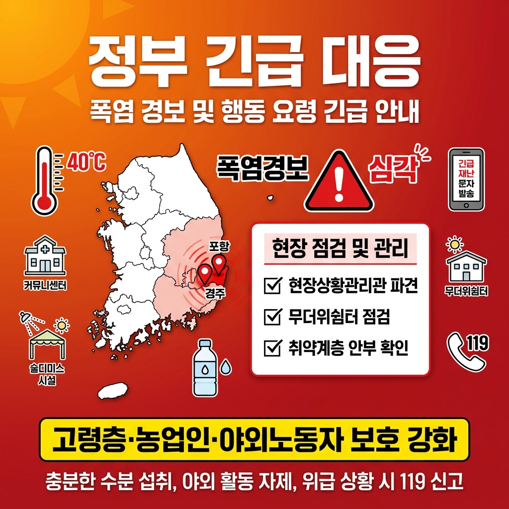 포항·경주 폭염중대경보 발령|폭염경보와 차이·주민 행동요령