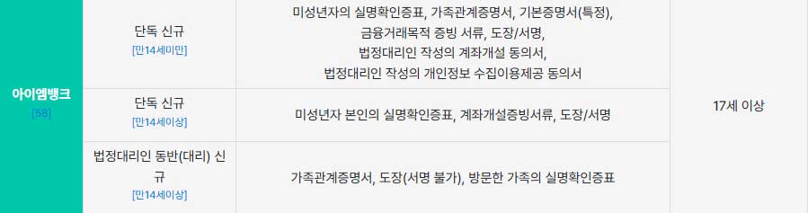 미성년자통장개설서류