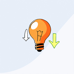 전기요금 감면을 의미하는 전구와 감면 화살표시