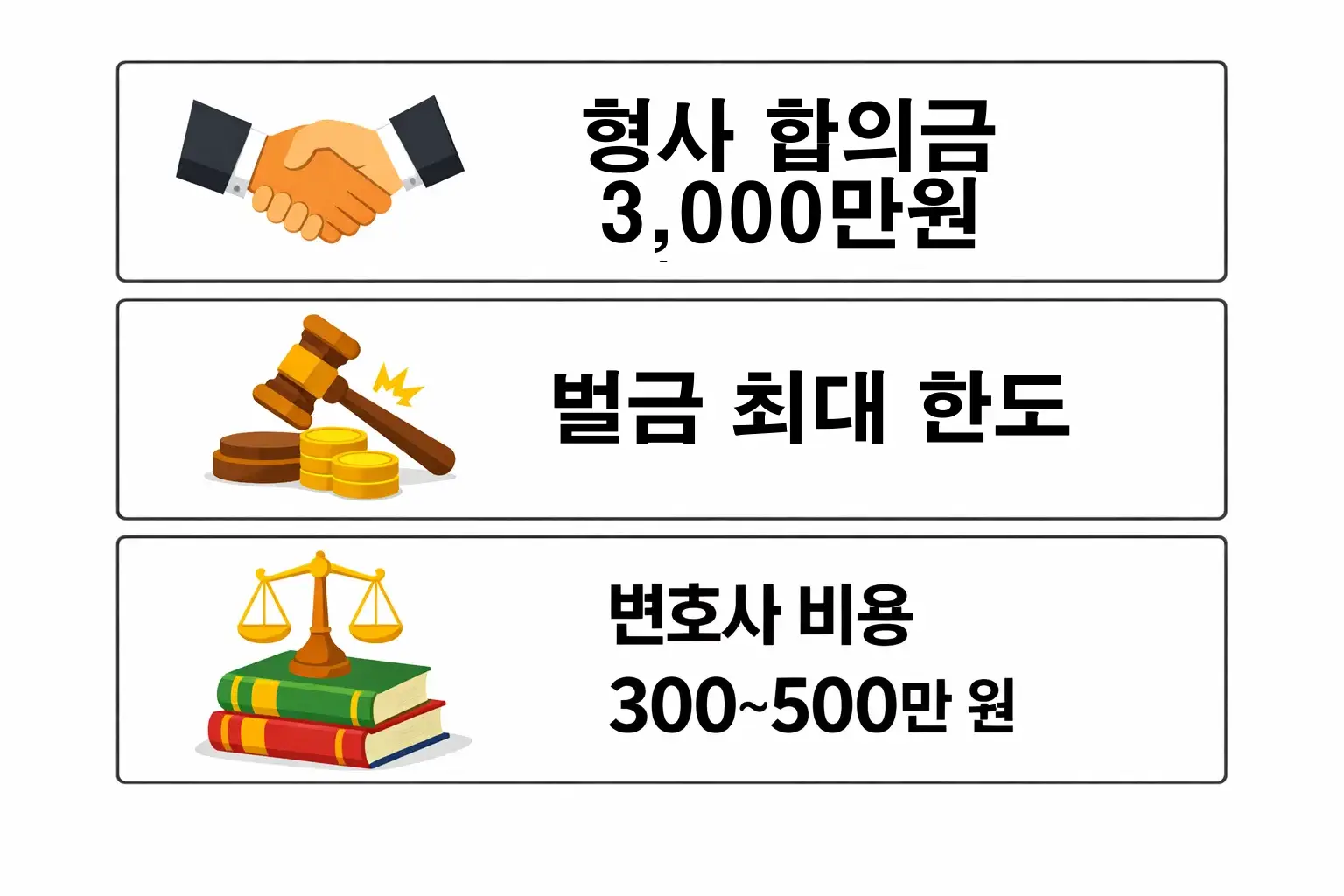 운전자보험 보장금액 차이를 형사합의금, 벌금 한도, 변호사 비용 기준으로 비교한 이미지