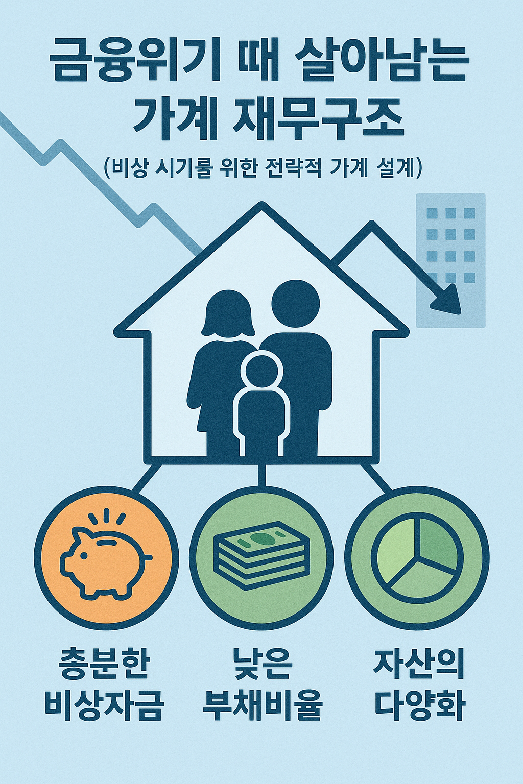 금융위기 때 살아남는 가계 재무구조 (AI로 생성한 그림임)