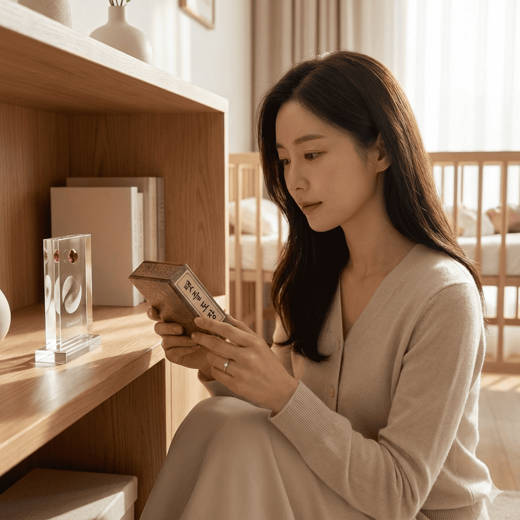 탯줄도장을 보고 있는 모습