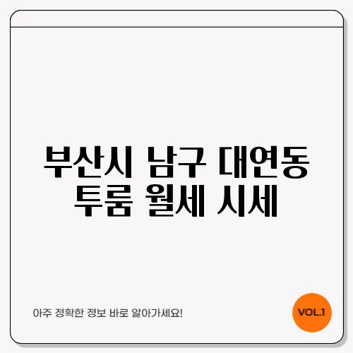 부산시 남구 대연동 투룸 월세 시세, 가격비교
