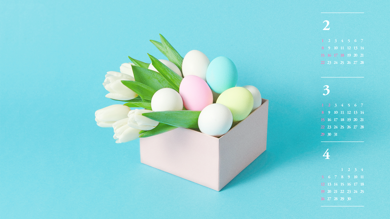 06 튤립과 계란 B - 2026년3월 달력배경화면