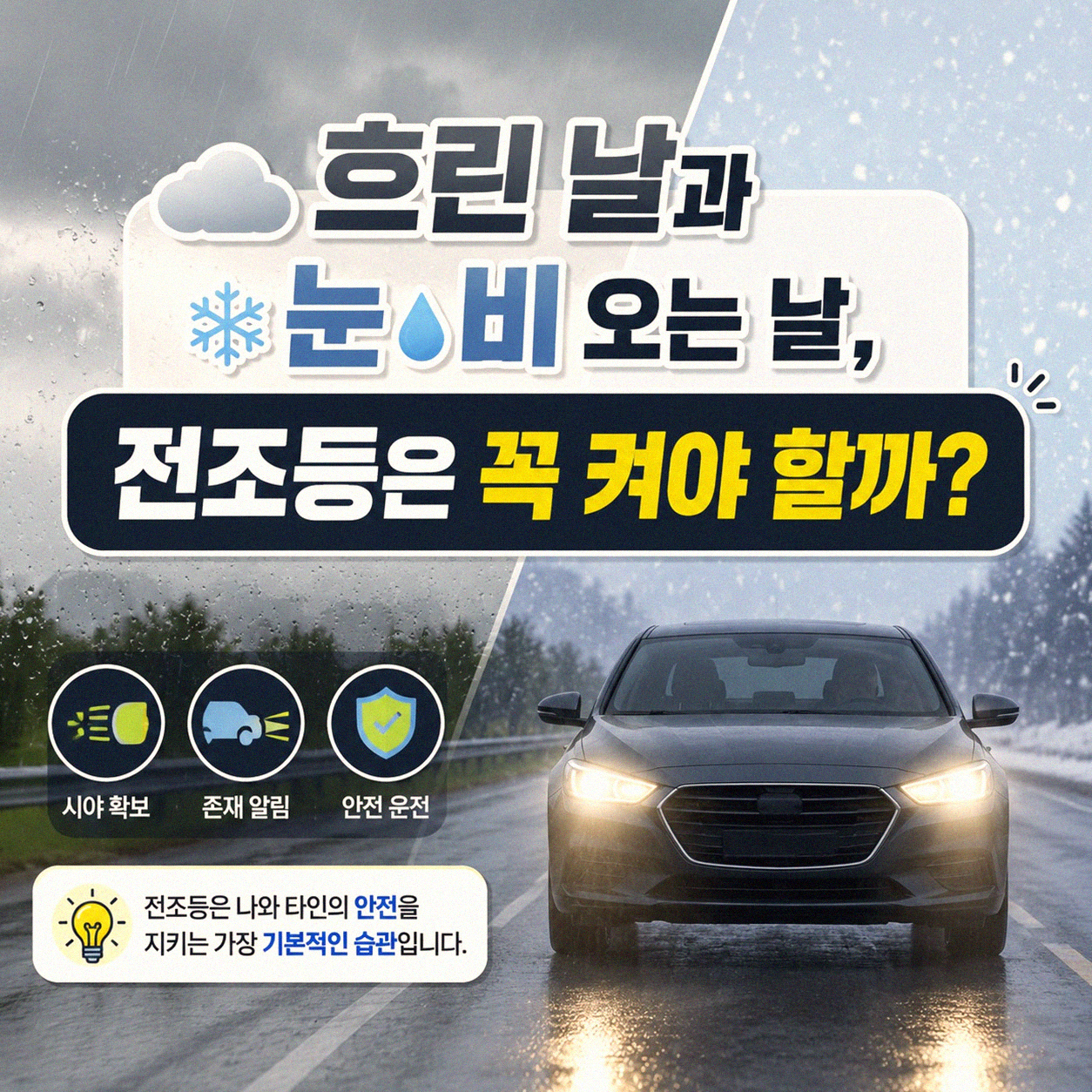 밤길 운전, 언제 비상등 켜야 할까