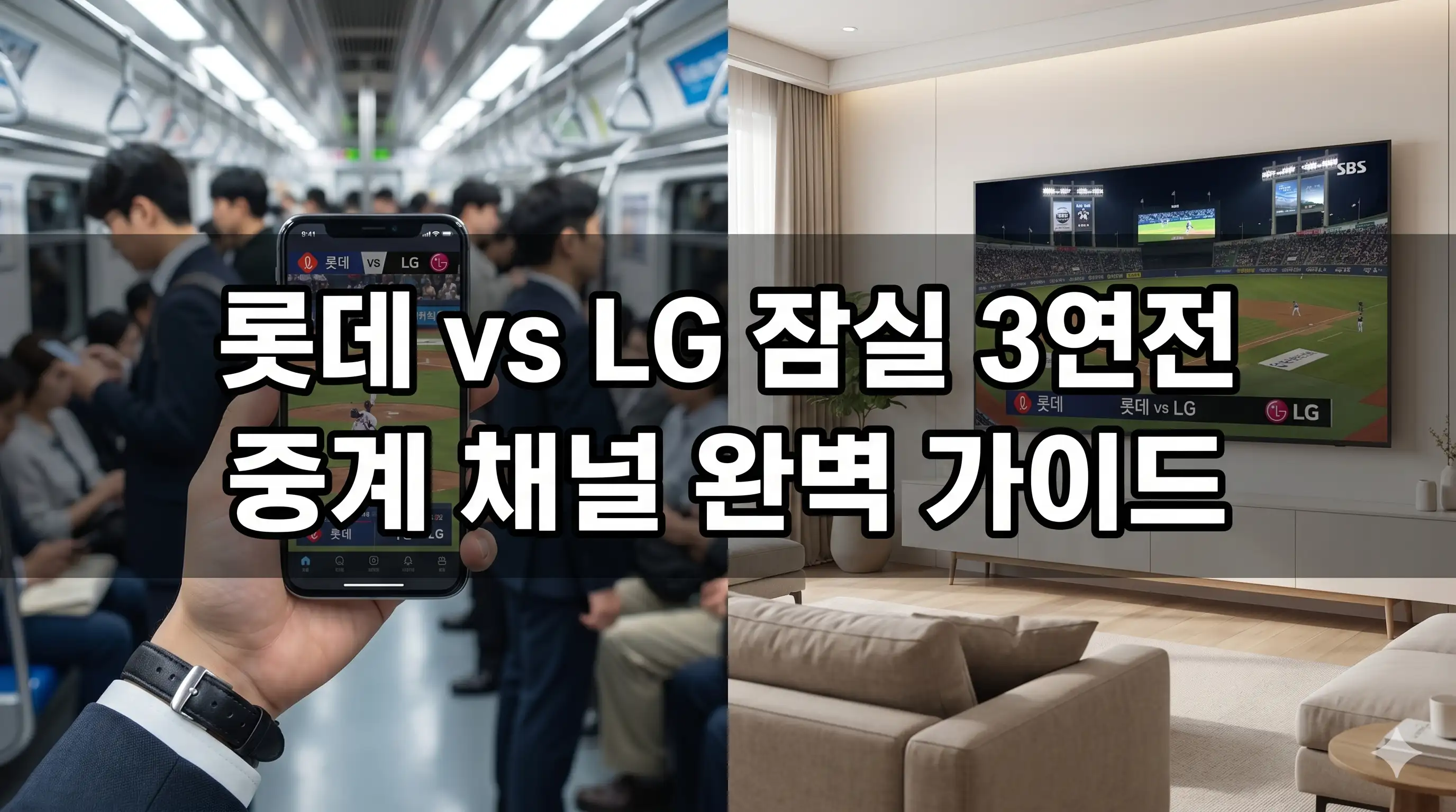 롯데 엘지 잠실 3연전 중계 방송 채널 완벽 정리 글의 썸네일