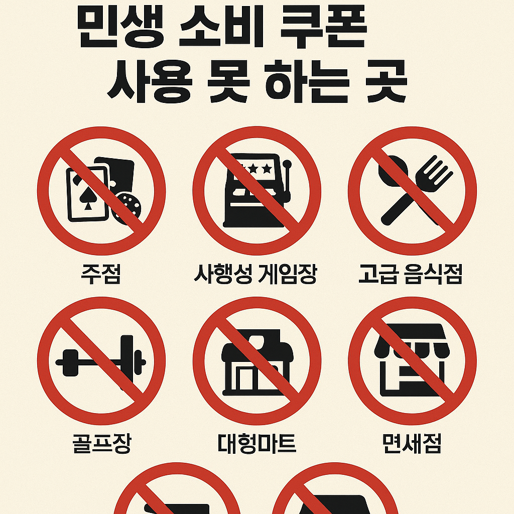 민생소비쿠폰 사용 못하는 곳 이미지화