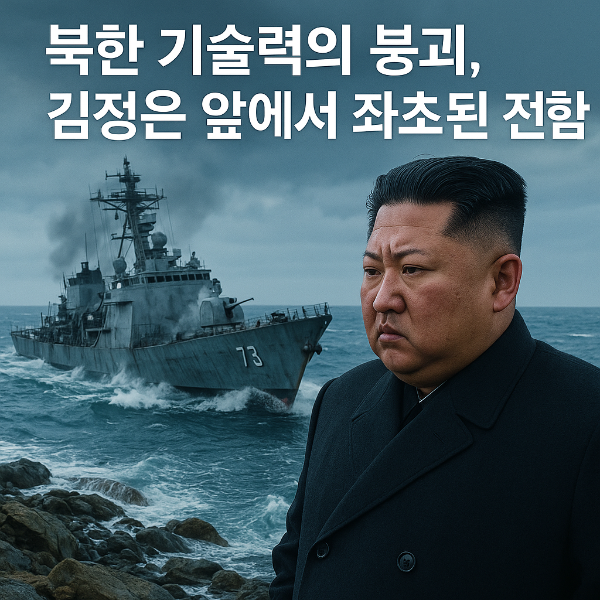 김정은 눈앞에서 좌초된 북한 구축함, 기술력 한계 드러낸 참사