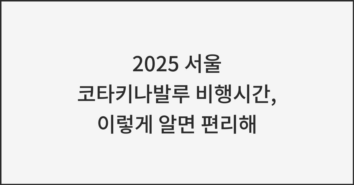 2025 서울 코타키나발루 비행시간