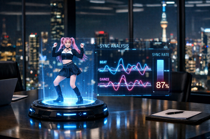 곡의 음악적 특성과 아티스트의 퍼포먼스 적합성을 시뮬레이션하는 AI 평가 모델.