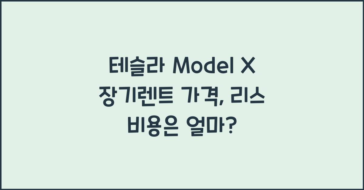 테슬라 Model X 장기렌트 가격, 리스 비용