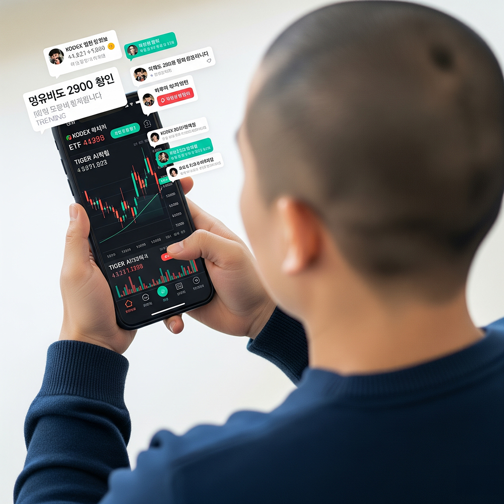 코스피 2900 돌파 관련 커뮤니티 반응과 ETF 추적 화면