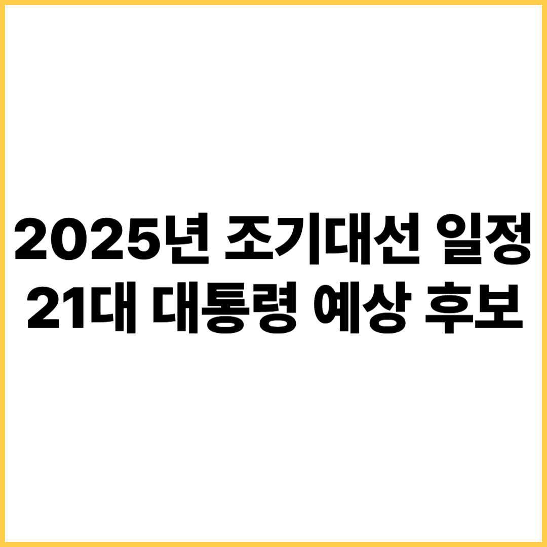 2025년 조기대선 일정