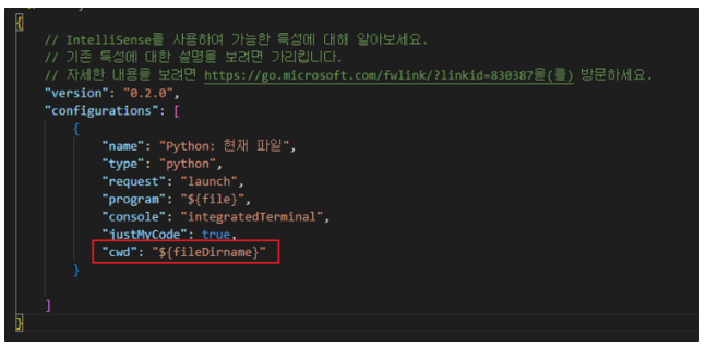 launch.json 수정