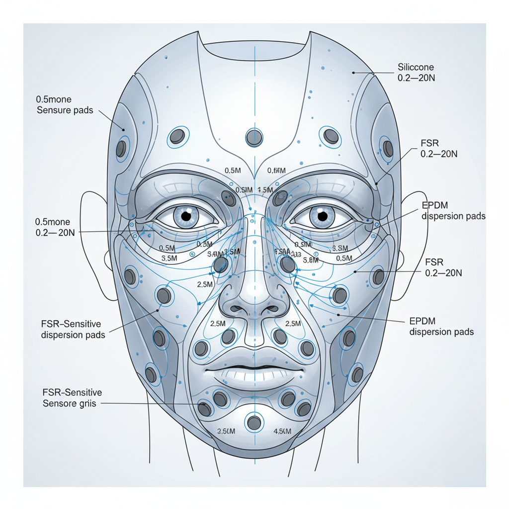 휴머노이드 얼굴 센서(압력·터치) 내장 설계