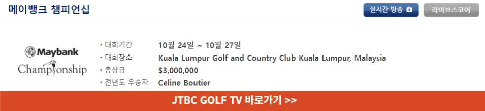 메이뱅크 챔피언십 역대우승자 순위별 우승상금