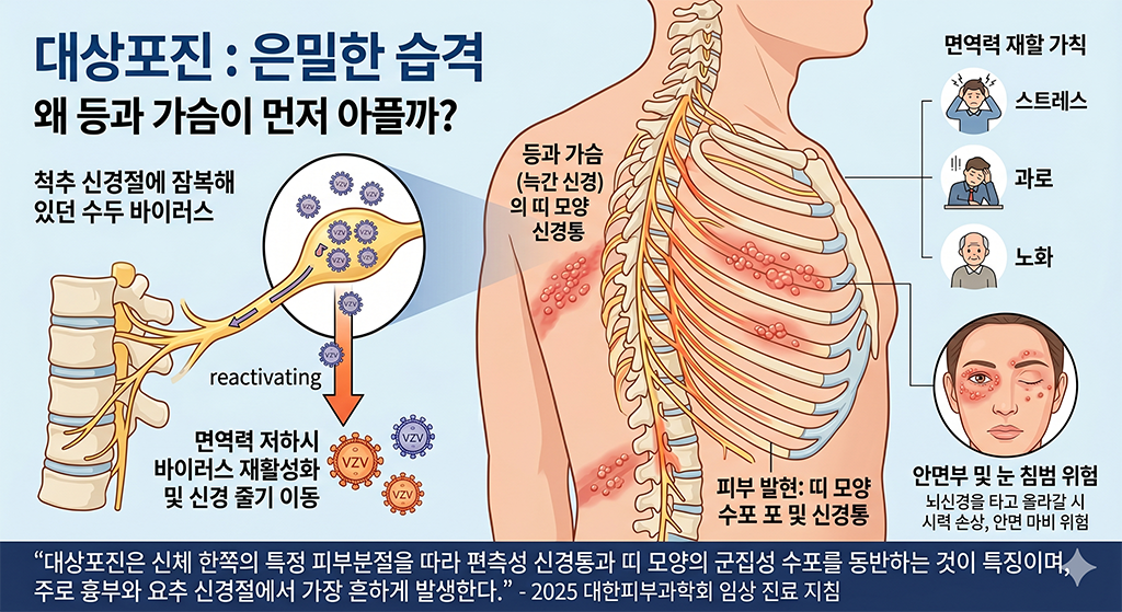왜 등과 가슴이 먼저 아플까? 대상포진의 은밀한 습격