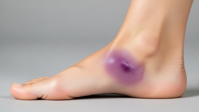 발목 바깥쪽이 붓고 멍든 비골 골절 의심 사진 스타일 이미지