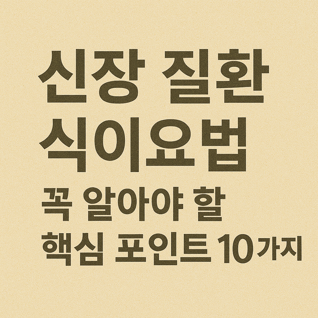 신장 질환 식이요법, 꼭 알아야 할 핵심 포인트 10가지