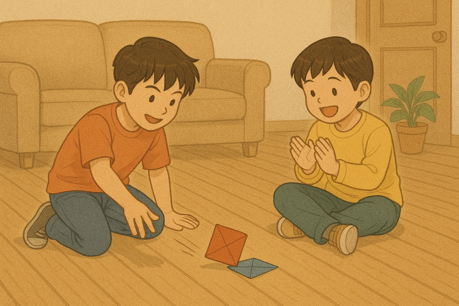 딱지치기 하는 친구들