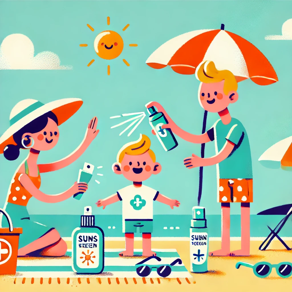 여름철 자외선 차단제 바르는 우리