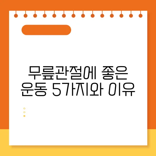 무릎관절에 좋은 운동 5가지와 이유