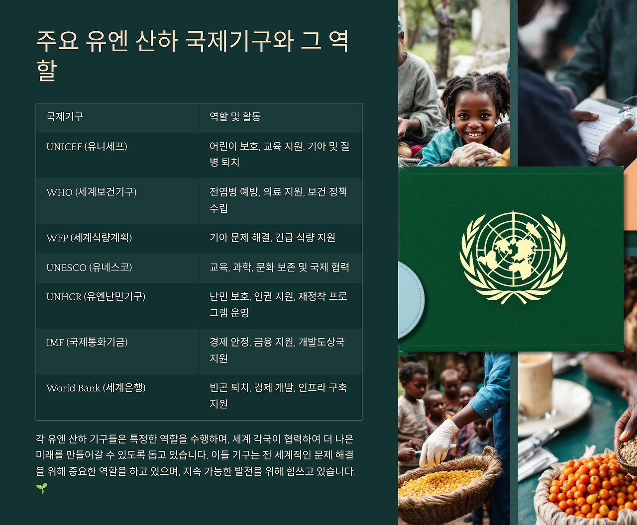 유엔산하 국제기구와 그 역할