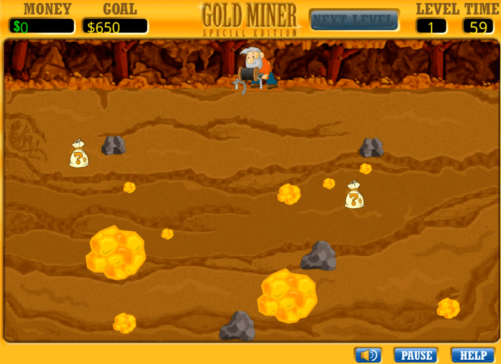 골드마이너2-플래시게임-시작-화면