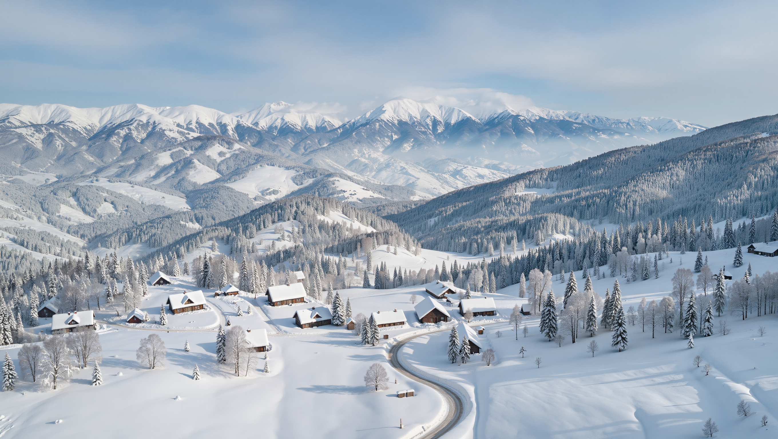 눈 덮인 평창 산악 지대 전경