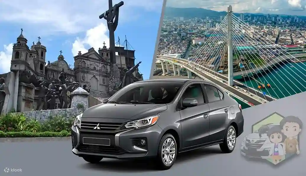 막탄 세부 국제공항 새벽 도착 시 안전하고 빠르게 이동 가능한 프라이빗 픽업 세단 차량과 시티 야경