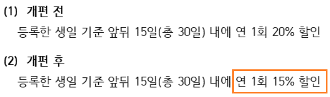 크린토피아 '생일할인' 변경 정보