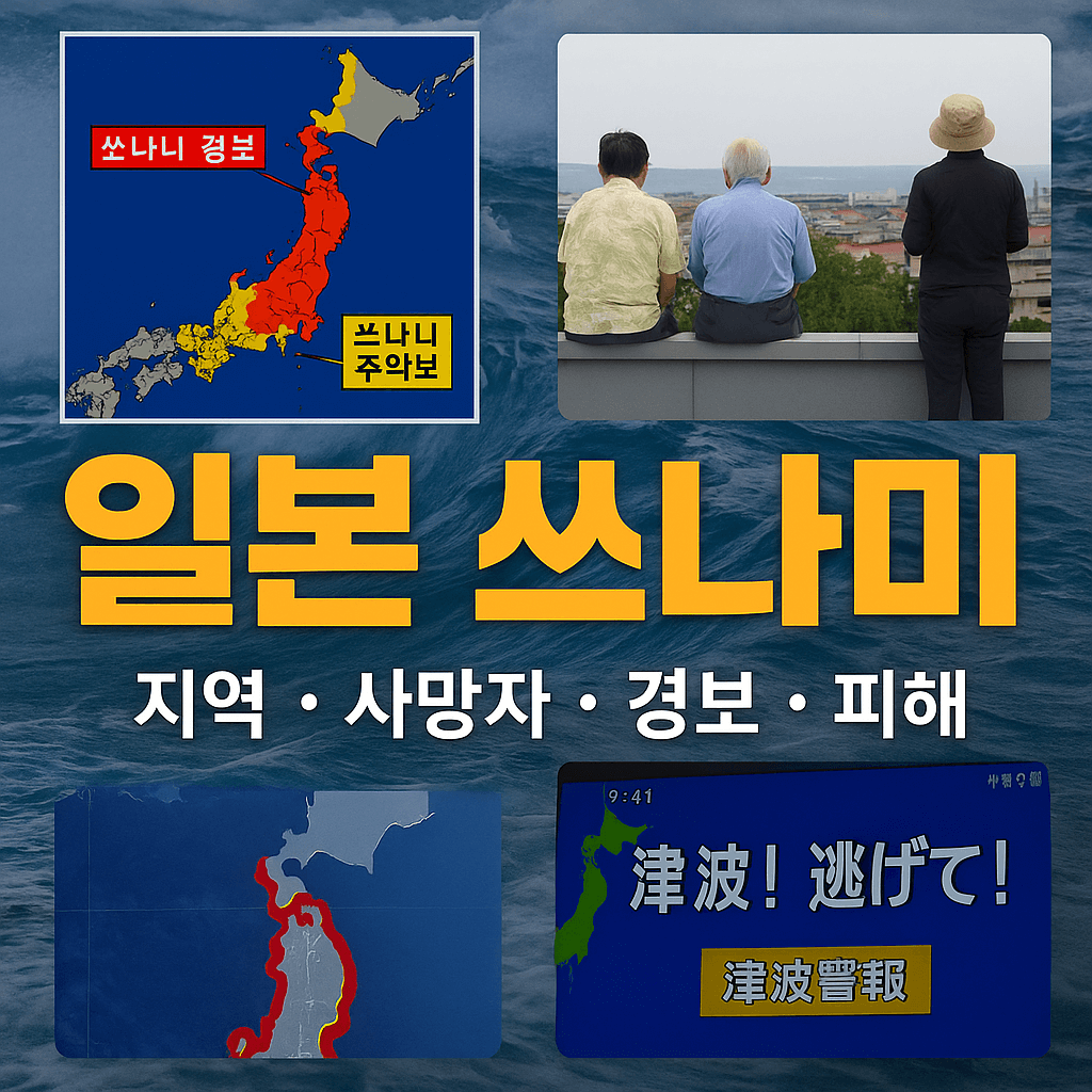 일본 쓰나미 경보 상황 지도