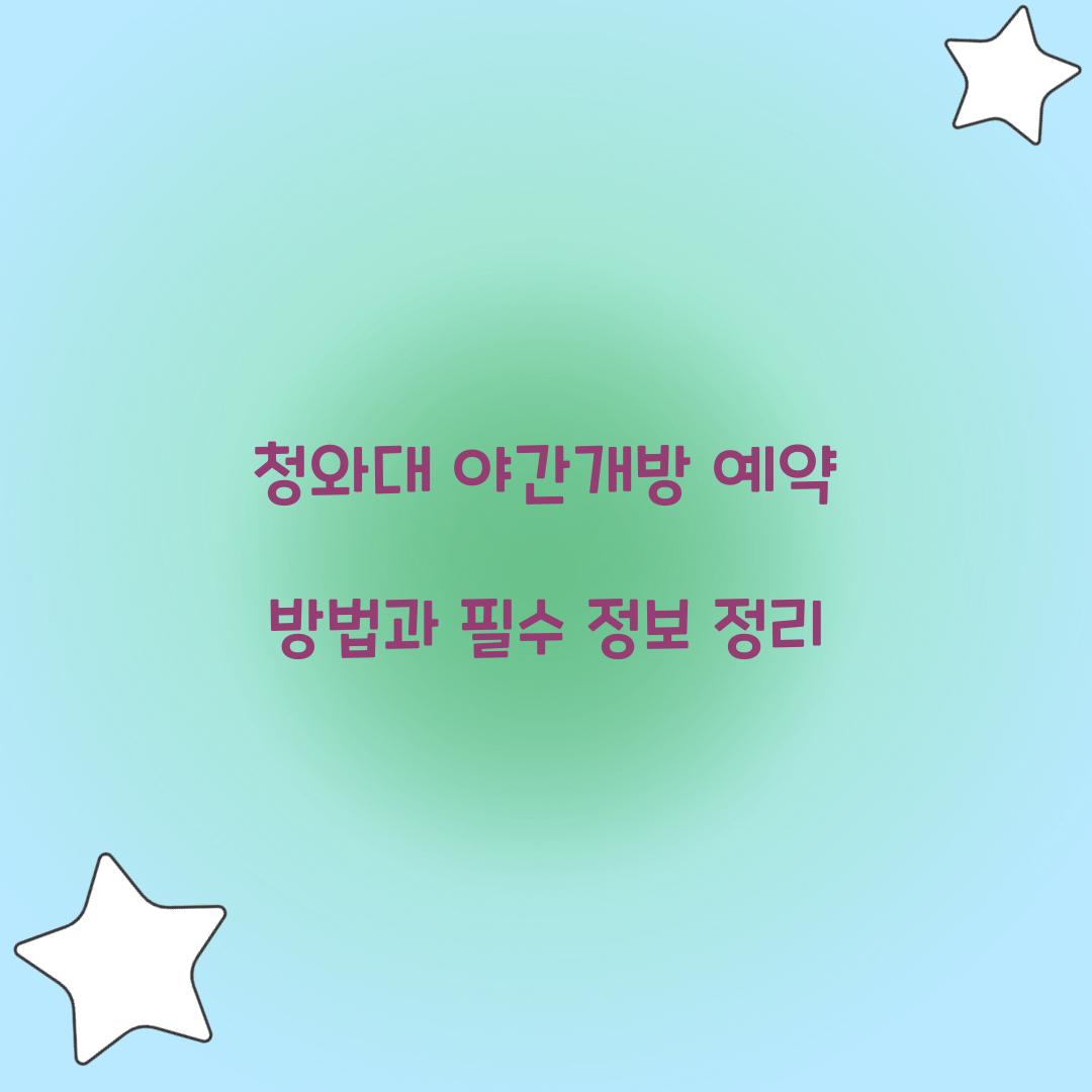 청와대 야간개방 예약