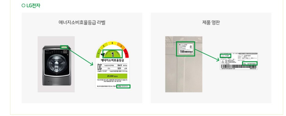 라벨 및 명판 위치 안내 - 드럼세탁기