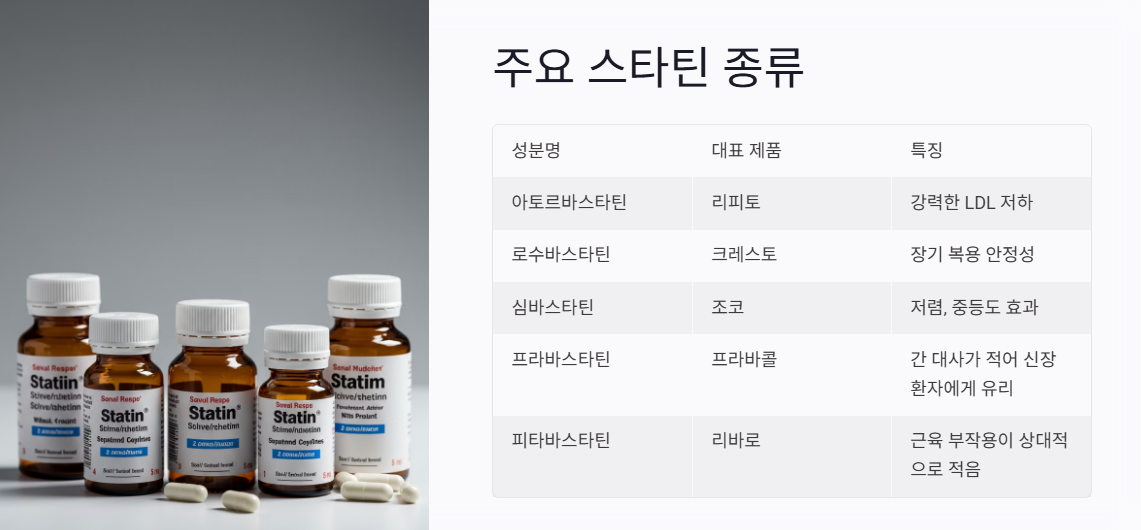 스타틴의 대표적인 종류