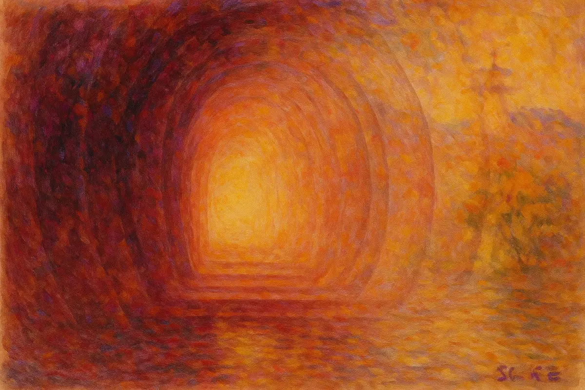 빛으로 가득한 추상적인 터널 아트워크