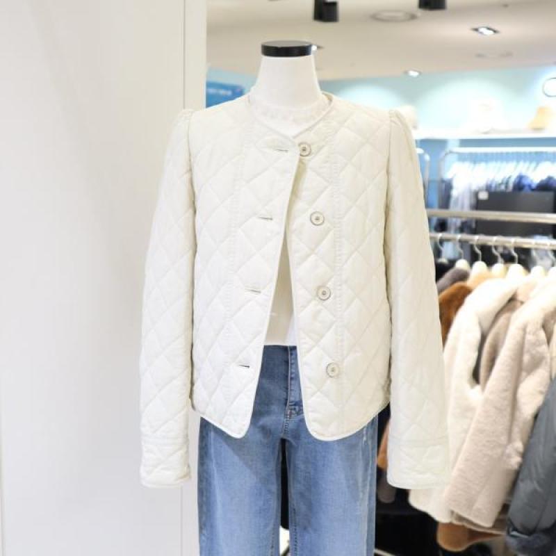 꼼빠니아 퀼팅 노카라 단추 점퍼 CACW9-WHH900