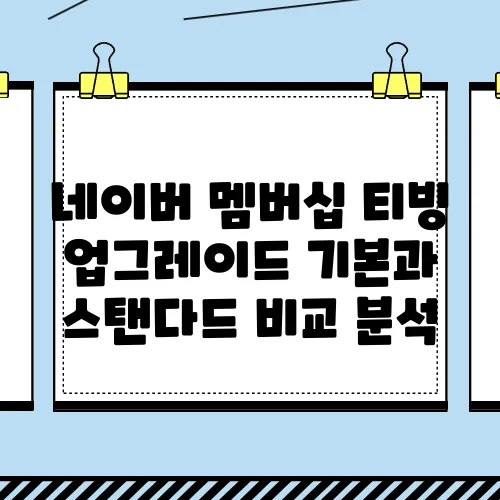 네이버 멤버십 티빙 업그레이드 기본과 스탠다드 비교 분석
