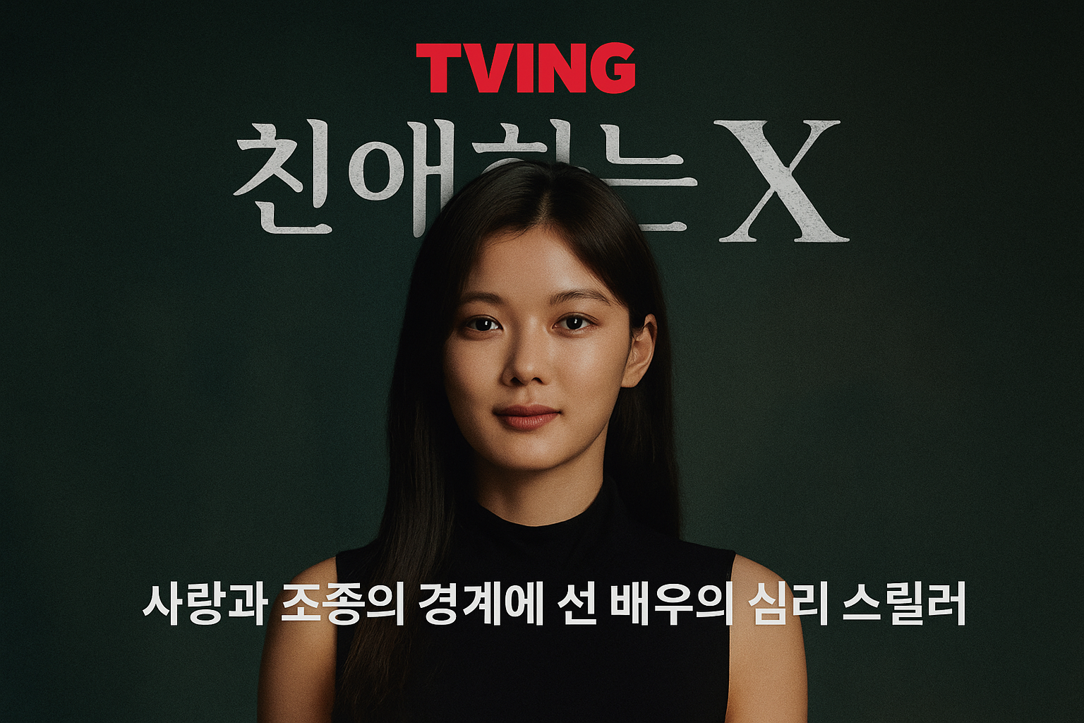 TVING 드라마 친애하는X 김유정 백아진 캐릭터 포스터, 사랑과 조종의 경계에 선 배우의 심리 스릴러 이미지