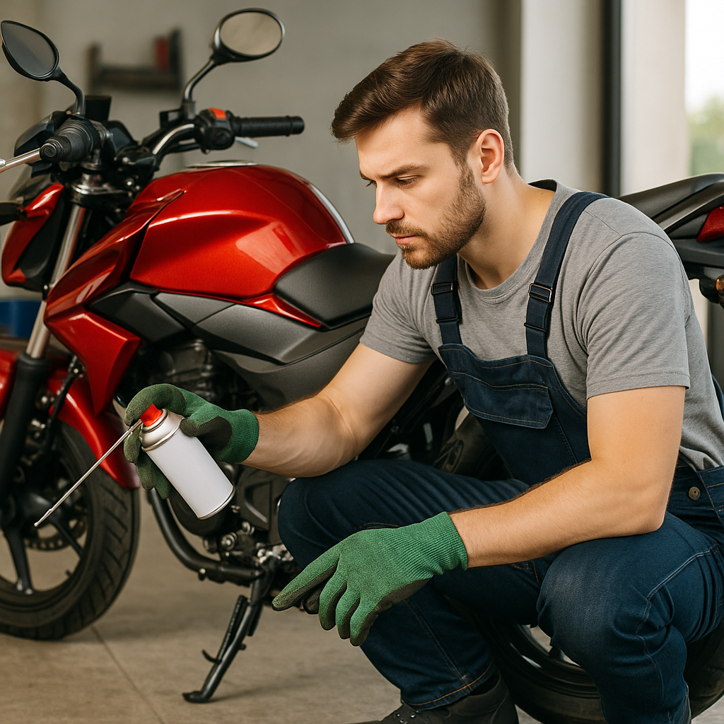 오일 점검 중인 라이더