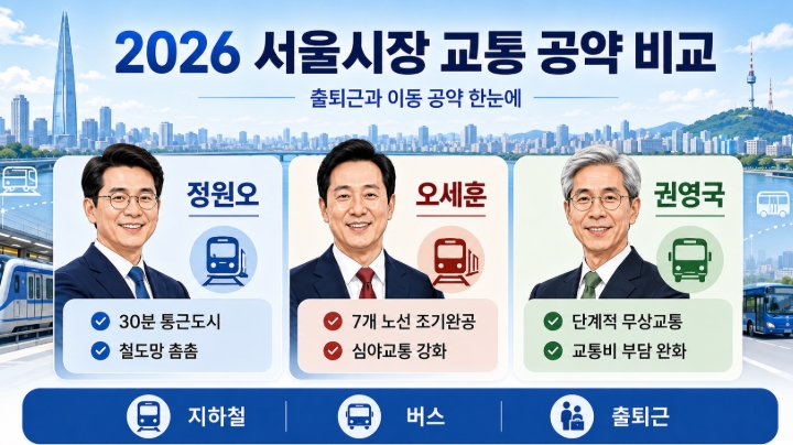 2026 서울시장 후보 공약 비교 정원오 오세훈 권영국 핵심정리