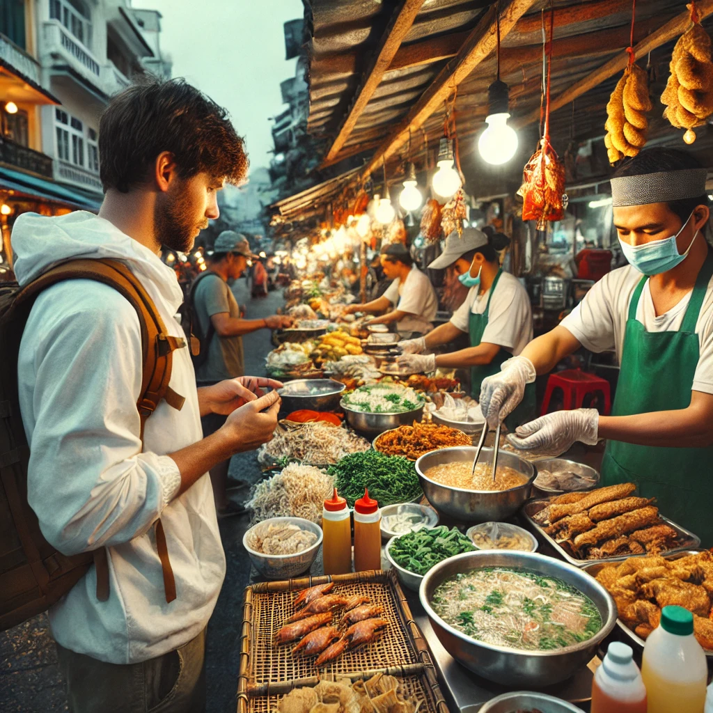 나트랑 길거리 음식과 위생적인 먹거리를 고르는 모습