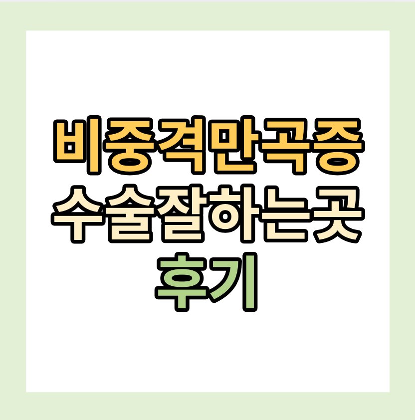 < 비중격만곡증 > 수술잘하는 곳, 후기