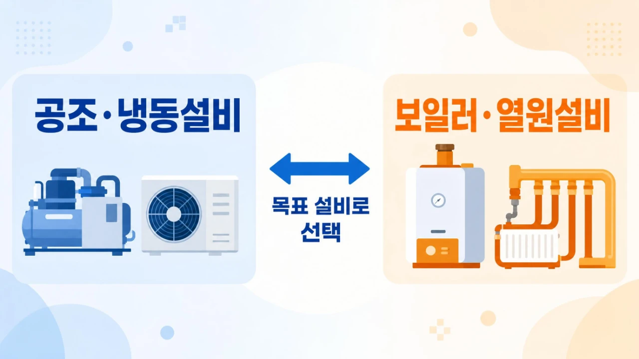 공조냉동기계기능사와 에너지관리기능사의 담당 설비를 비교한 이미지