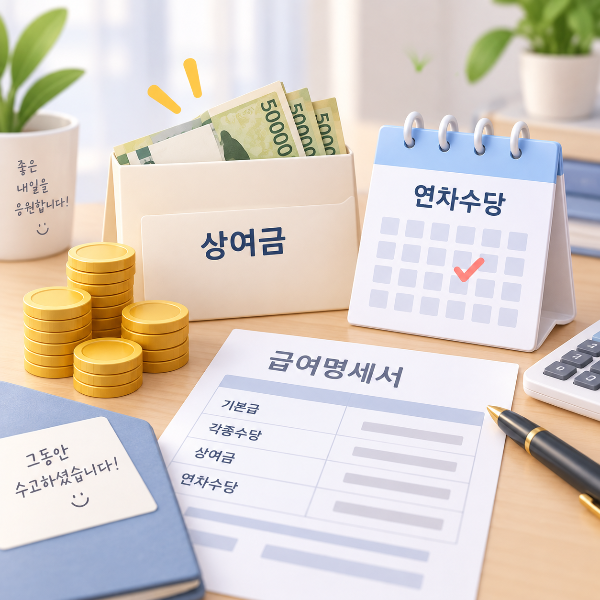 퇴직금 평균임금에 반영될 수 있는 상여금과 연차수당 이미지
