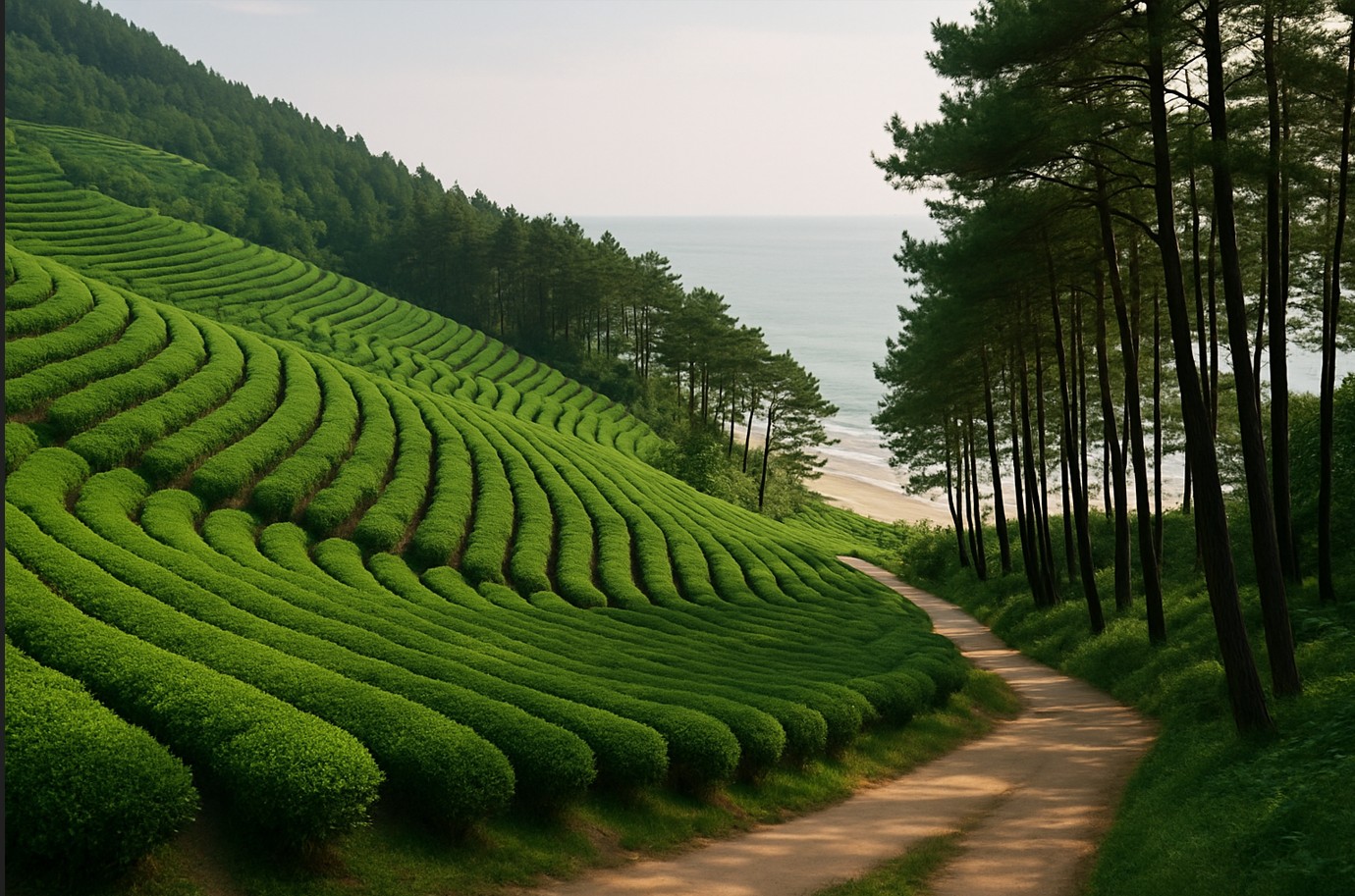 보성 녹차밭과 해수욕장 사진